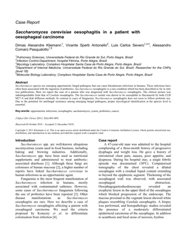 Case Report Saccharomyces Cerevisiae Oesophagitis in a Patient
