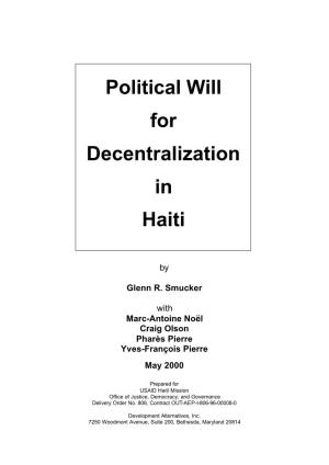 Political Will for Decentralization in Haiti