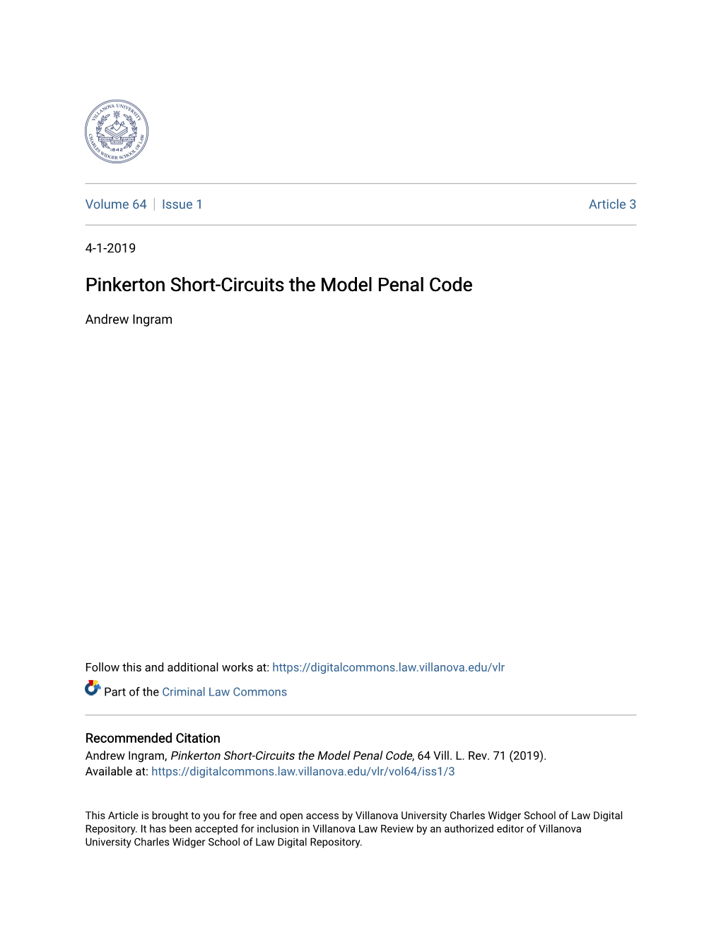 Pinkerton Short-Circuits the Model Penal Code