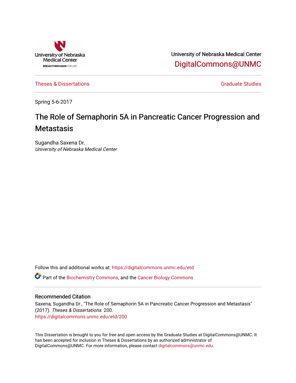 The Role of Semaphorin 5A in Pancreatic Cancer Progression and Metastasis