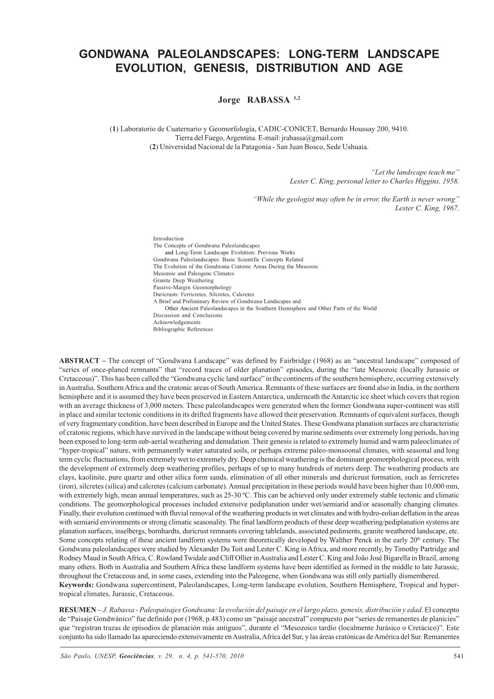 Long-Term Landscape Evolution, Genesis, Distribution and Age