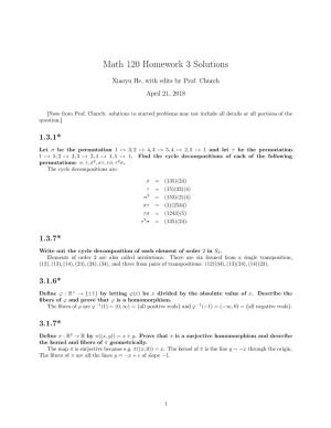 Math 120 Homework 3 Solutions