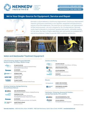 We're Your Single-Source for Equipment, Service and Repair