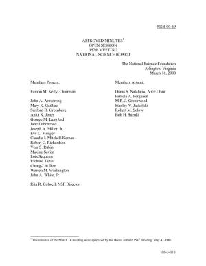 NSB-00-69 APPROVED MINUTES OPEN SESSION 357Th MEETING