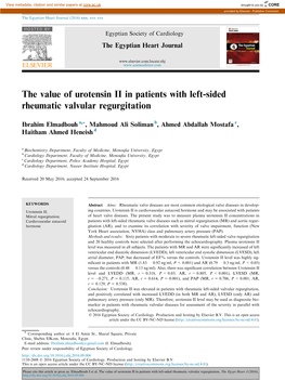 The Value of Urotensin II in Patients with Left-Sided Rheumatic Valvular Regurgitation