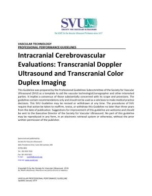 Intracranial Cerebrovascular Evaluations: Transcranial Doppler