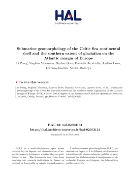 Submarine Geomorphology of the Celtic Sea Continental Shelf and The