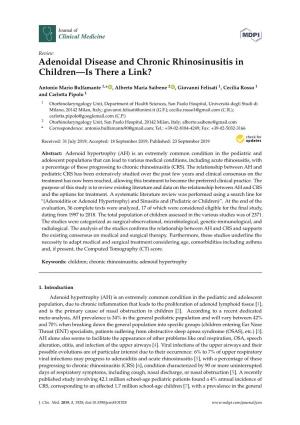 Adenoidal Disease and Chronic Rhinosinusitis in Children—Is There a Link?