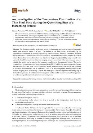 An Investigation of the Temperature Distribution of a Thin Steel Strip During the Quenching Step of a Hardening Process