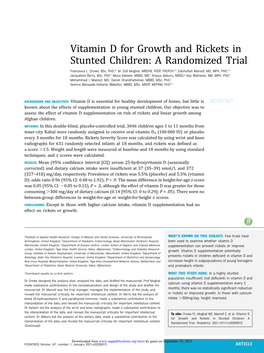 Vitamin D for Growth and Rickets in Stunted Children: a Randomized Trial