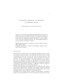 Continuous Cohomology and Homology of Profinite Groups