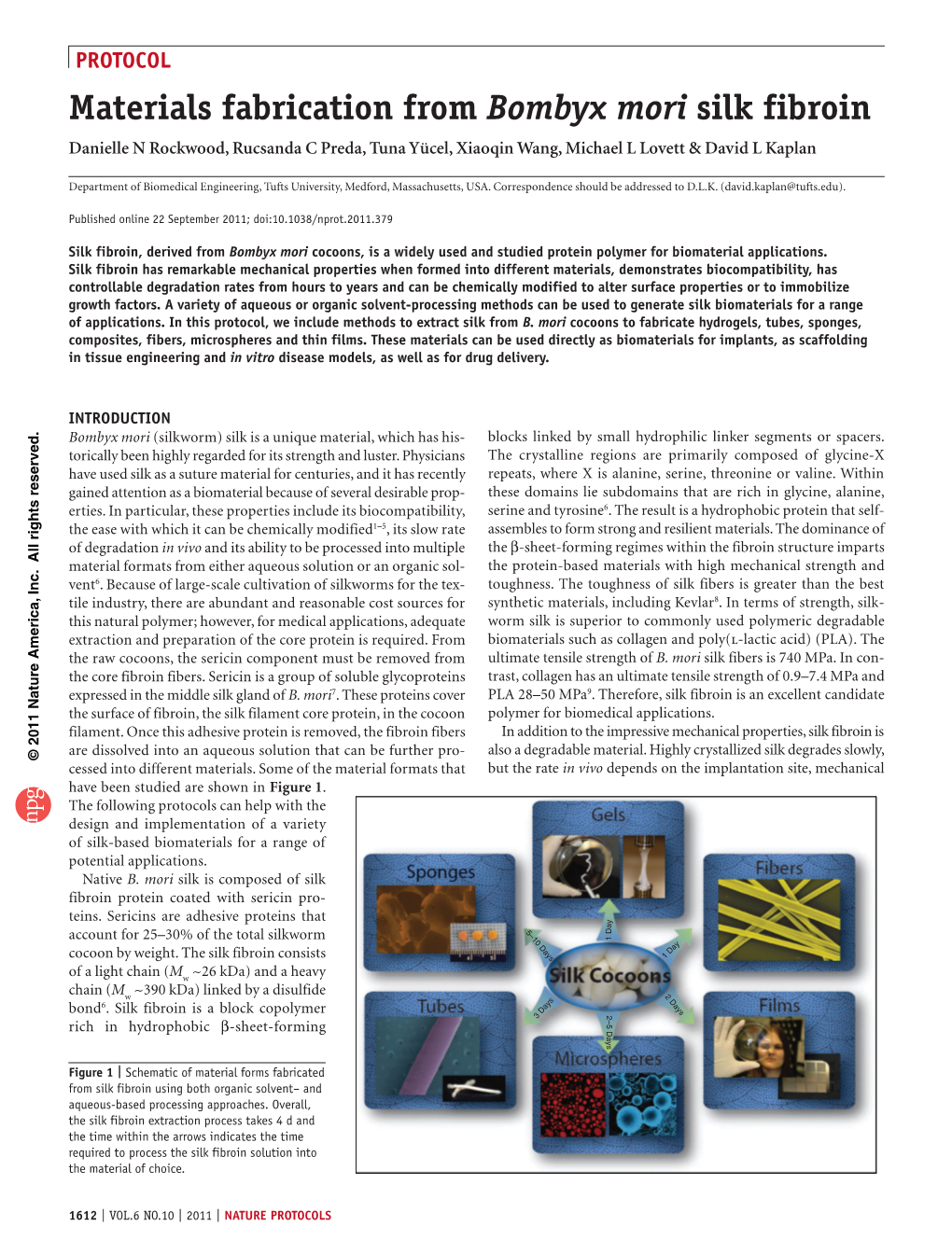 Materials Fabrication from Bombyx Mori Silk Fibroin