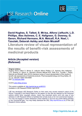 Literature Review of Visual Representation of the Results of Benefit–Risk Assessments of Medicinal Products