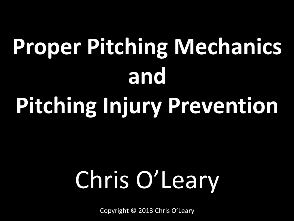 Pitching Mechanics and Injury Prevention