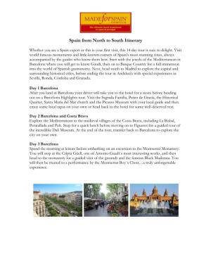 Spain from North to South Itinerary