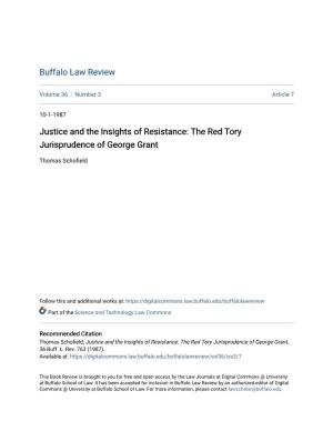 Justice and the Insights of Resistance: the Red Tory Jurisprudence of George Grant