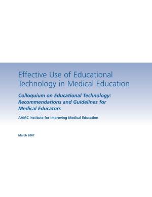 Effective Use of Educational Technology in Medical Education