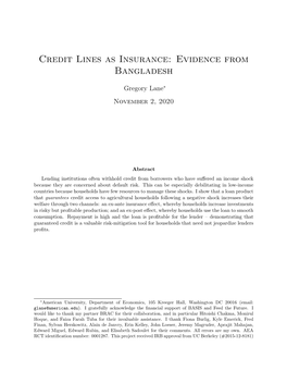 Credit Lines As Insurance: Evidence from Bangladesh