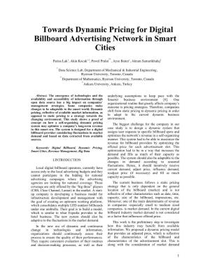 Towards Dynamic Pricing for Digital Billboard Advertising Network in Smart Cities