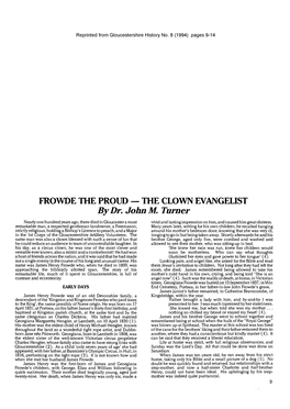 FROWDE the PROUD -- the CLOWN EVANGELIST by Dr