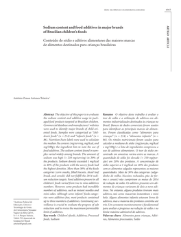 Sodium Content and Food Additives in Major Brands of Brazilian Children's