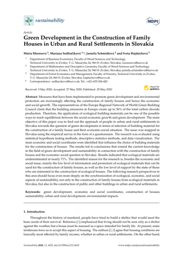 Green Development in the Construction of Family Houses in Urban and Rural Settlements in Slovakia