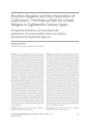 The Political Path for a State Religion in Eighteenth-Century Spain