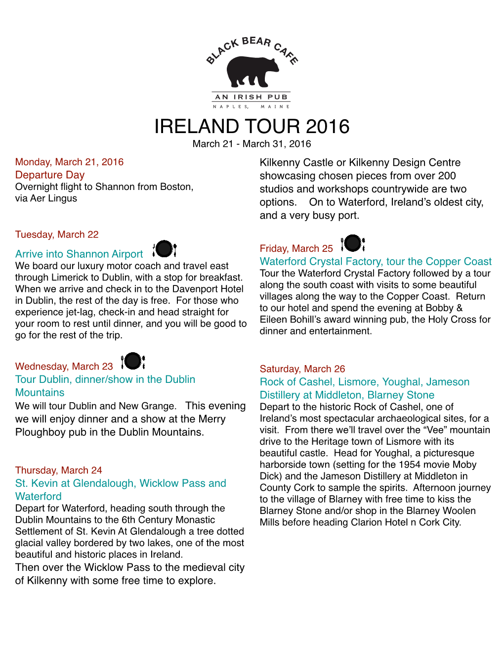 2016 Ireland Tour