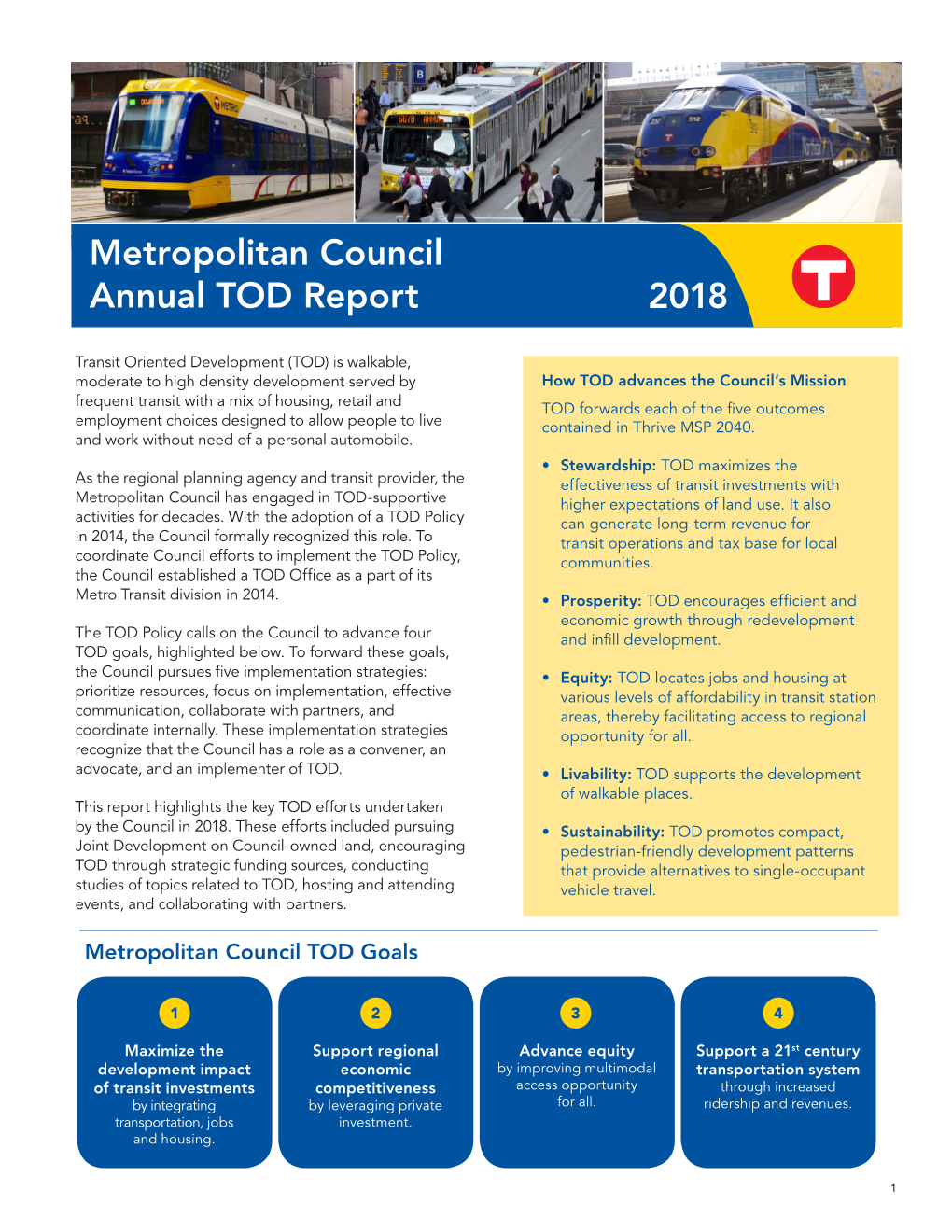 Metropolitan Council Annual TOD Report 2018