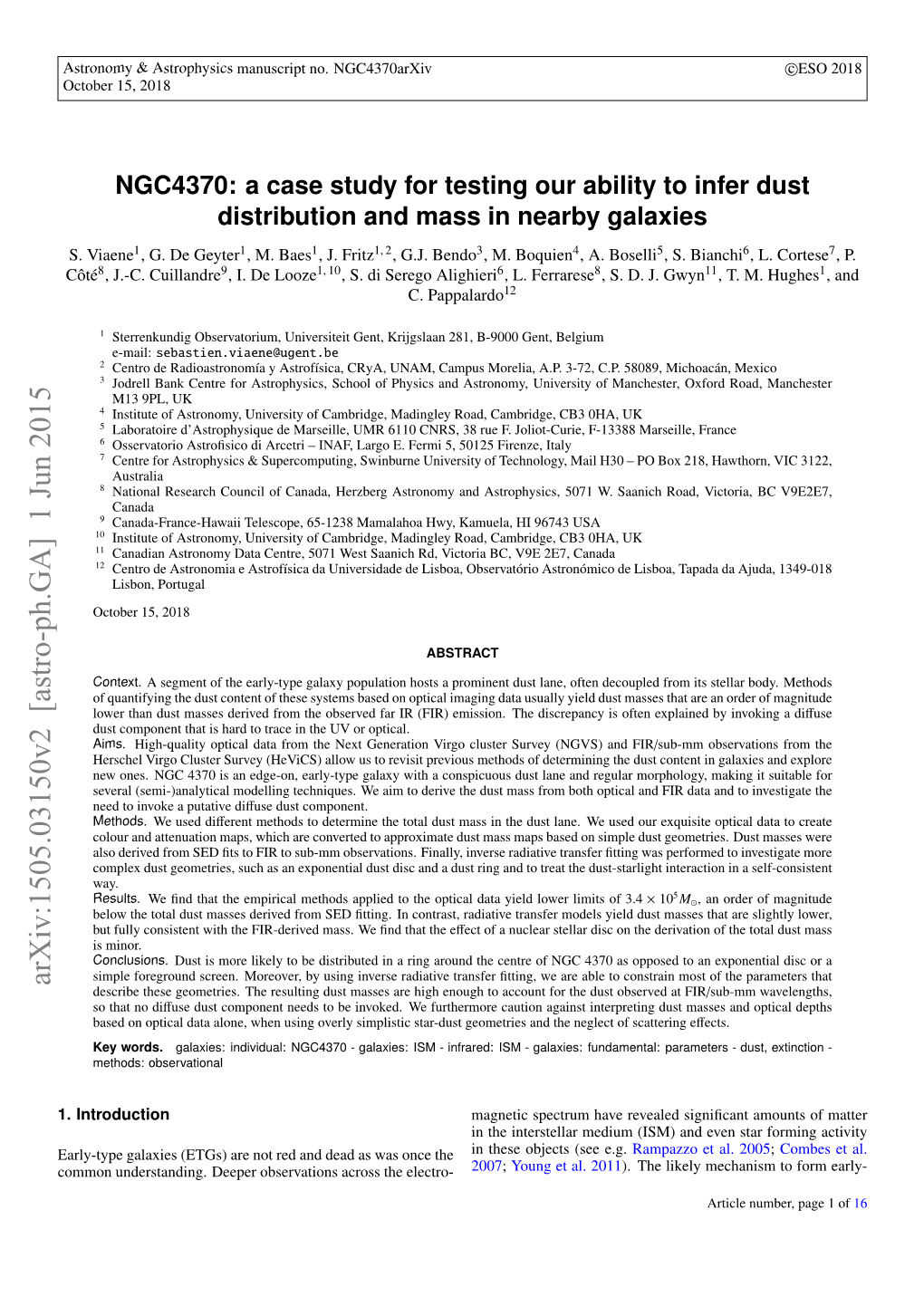 Arxiv:1505.03150V2 [Astro-Ph.GA] 1 Jun 2015 Describe These Geometries