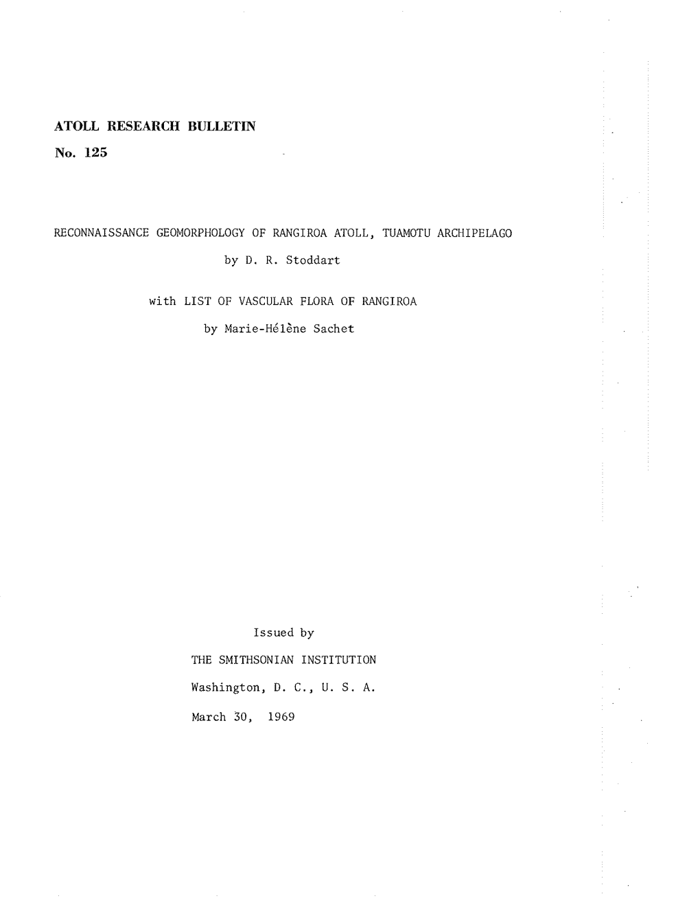 ATOLL RESEARCH BULLETIN No. 125