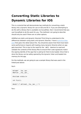 Converting Static Libraries to Dynamic Libraries for Ios