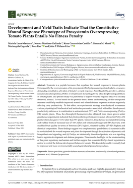 Development and Yield Traits Indicate That the Constitutive Wound Response Phenotype of Prosystemin Overexpressing Tomato Plants Entails No Fitness Penalty