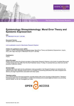 Epistemology Shmepistemology: Moral Error Theory and Epistemic Expressivism