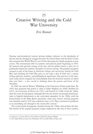 Creative Writing and the Cold War University Eric Bennett