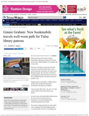 Ginnie Graham: New Bookmobile Travels Well-Worn Path for Tulsa Library Patrons - Tulsa World: Ginniegraham