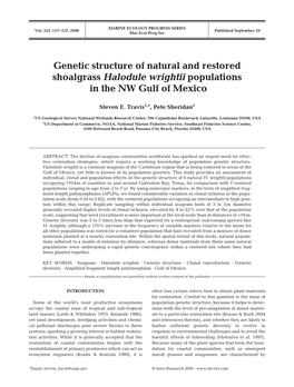 Genetic Structure of Natural and Restored Shoalgrass Halodule Wrightii Populations in the NW Gulf of Mexico