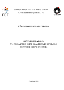 Um Comparativo Entre O Campeonato Brasileiro De Futebol E Ligas Da Europa