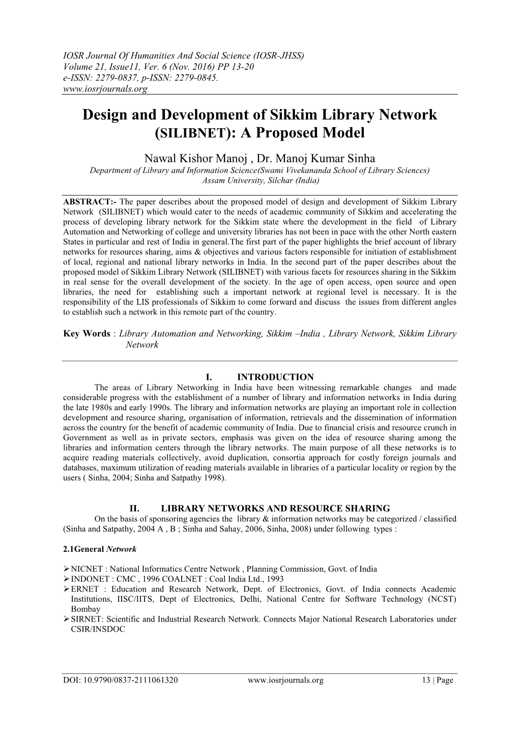Design and Development of Sikkim Library Network (SILIBNET): a Proposed Model