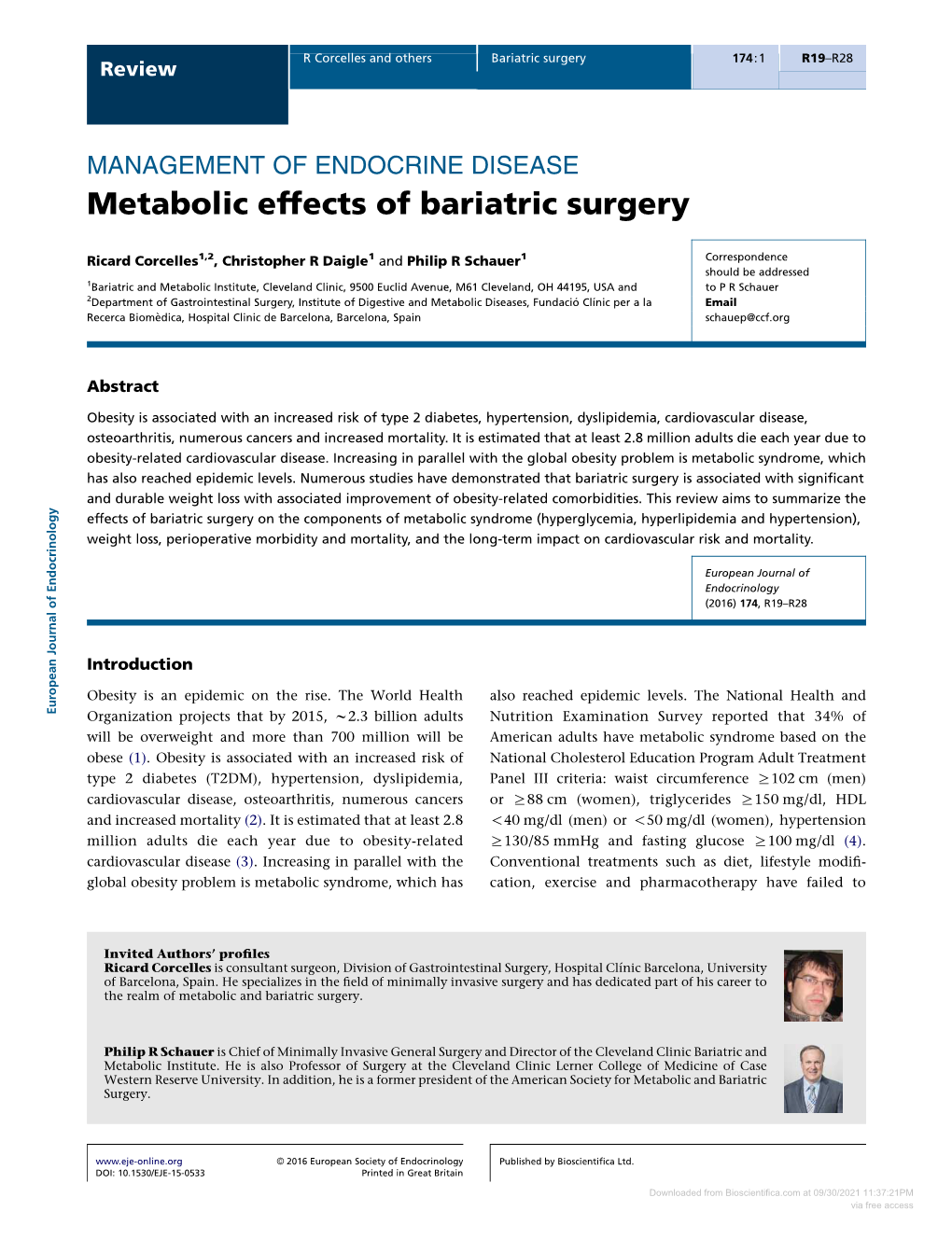 Metabolic Effects of Bariatric Surgery