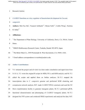 Cclbd25 Functions As a Key Regulator of Haustorium Development in Cuscuta