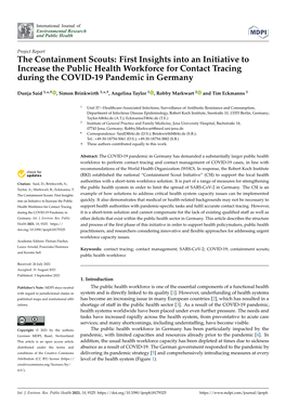 The Containment Scouts: First Insights Into an Initiative to Increase the Public Health Workforce for Contact Tracing During the COVID-19 Pandemic in Germany