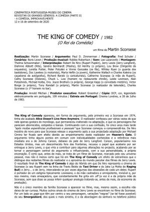 THE KING of COMEDY / 1982 (O Rei Da Comédia)