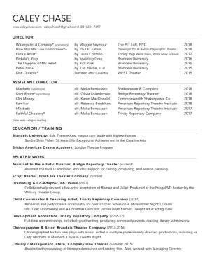 Caley Chase Resume 2017