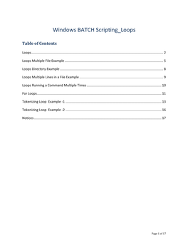 Windows BATCH Scripting Loops