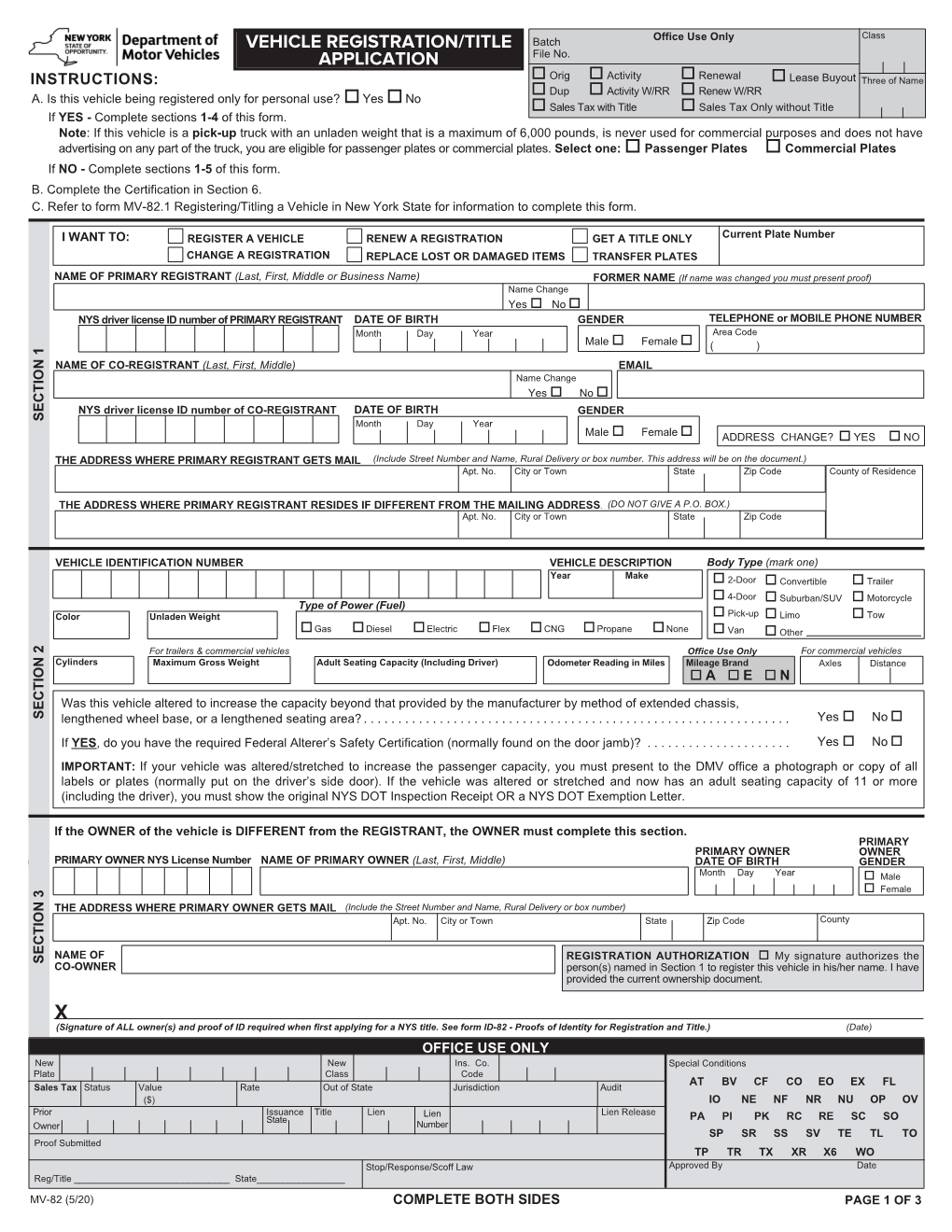 Vehicle Registration/Title Application