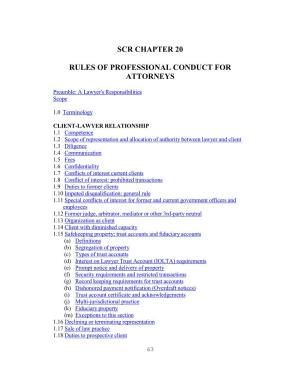 Scr Chapter 20 Rules of Professional Conduct for Attorneys
