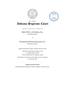G&G Oil Co. of Indiana, Inc. V. Continental Western Insurance