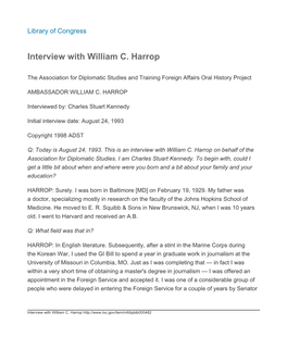 Interview with William C. Harrop