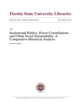 Institutional Politics, Power Constellations, and Urban Social Sustainability: a Comparative-Historical Analysis Jason M
